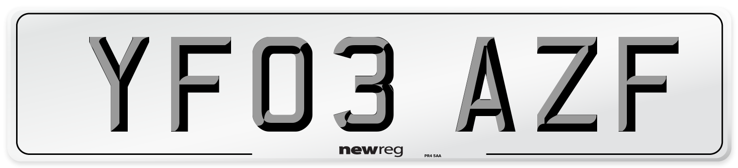 YF03 AZF Number Plate from New Reg